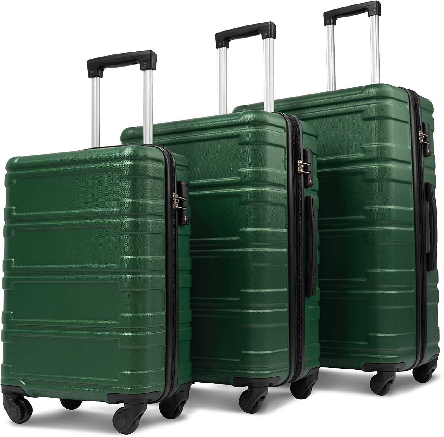 Merax 3 Pcs Luggage Set Expandable Hardside Lightweight Spinner Suitcase with TSA Lock [Upgraded Version], Black - Image 1
